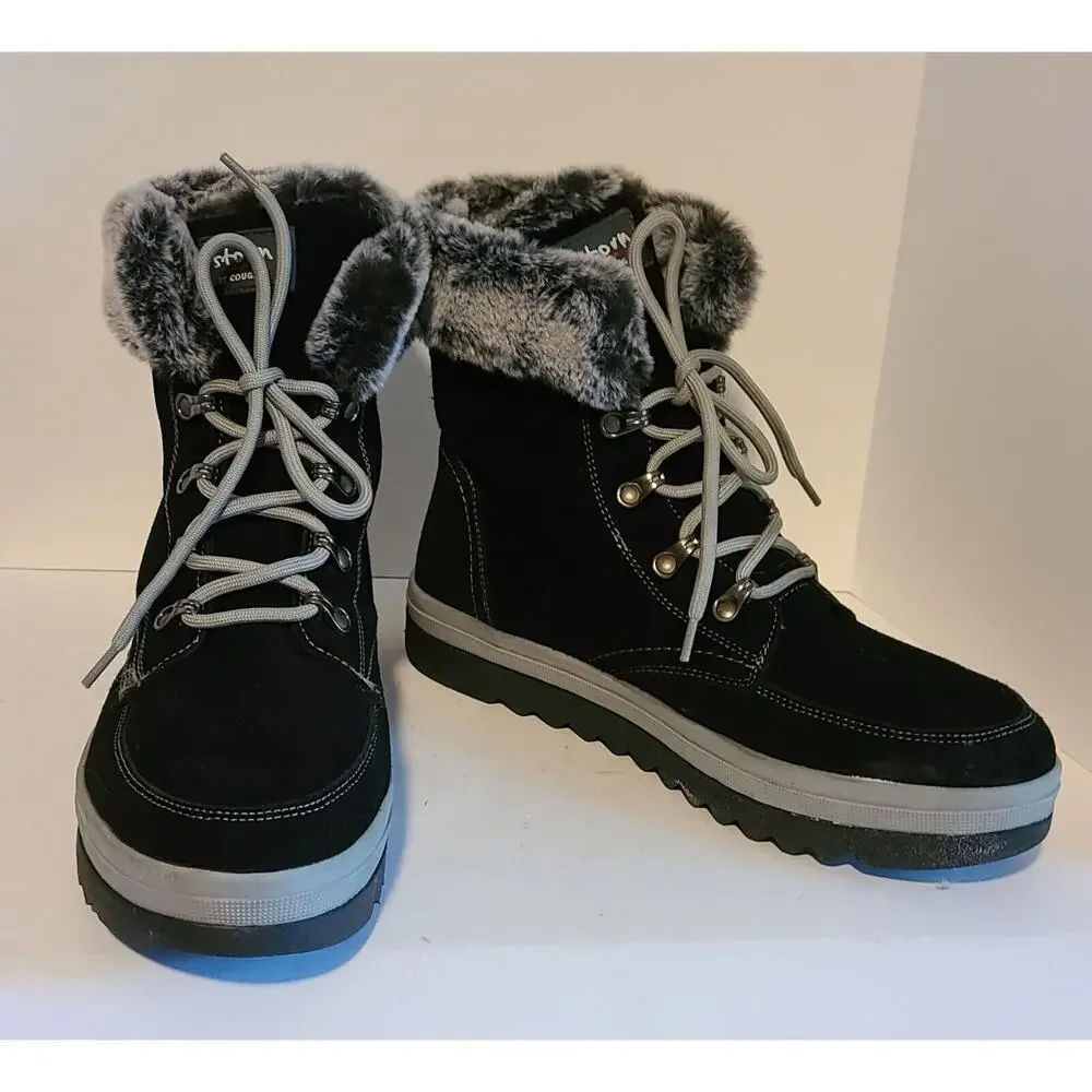 COUGAR STORM WINTER BOOTS MELODY WATERPROOF SUEDE FAUX FUR LACE-UP SZ 11 B